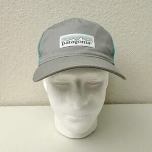 PATAGONIA Spellout Patch Mesh Lo-Pro Trucker Hat Unisex Gray Teal Snapback